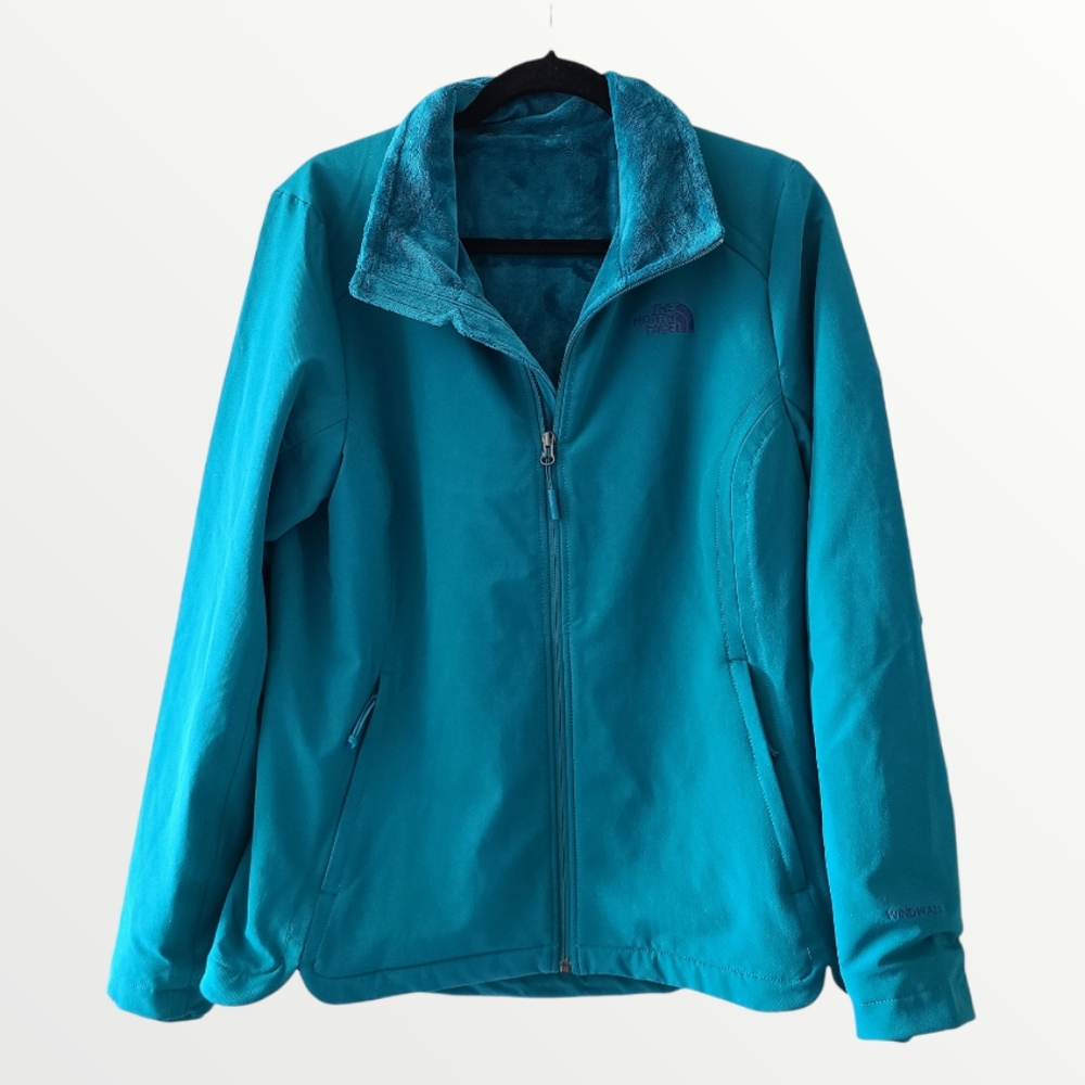 The North Face teal windfall fuzzy lined jacket